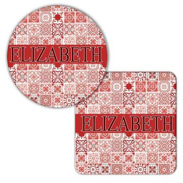 Mosaic Tiles Patchwork : Gift Coaster Red All Occasion Decor