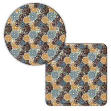 Graphic Mandalas Pattern : Gift Coaster Vintage Tile Print Abstract Arabesque Ornament Mosaic