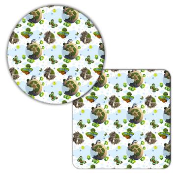 Ecological Pattern : Gift Coaster Ecology Ecologist Save The World Recycle Planet Nature Kids