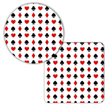 Card Suits : Gift Coaster Abstract Pattern Game Spades Diamonds Best Friends Coworker
