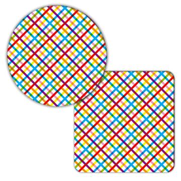 Colorful Tartan Pattern : Gift Coaster Rainbow Stripes Abstract Kids Birthday Handmade Decor