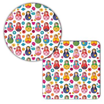 Cute Dolls Matryoshka Russia : Gift Coaster Russian Pattern Trends Flowers For Girl Room Decor