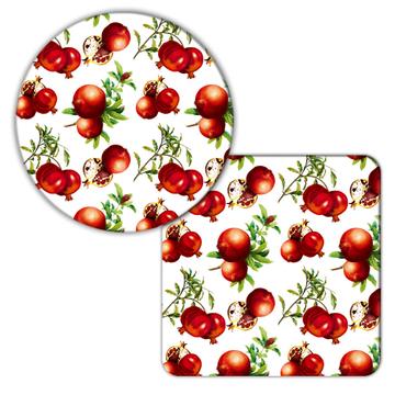 Pomegranate Pattern : Gift Coaster Fruit Food Kitchen Table Wall Decor Vintage Art Print