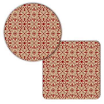 Geometric Arabesque Pattern : Gift Coaster Fabric Decor Quatrefoil Home Wall Art