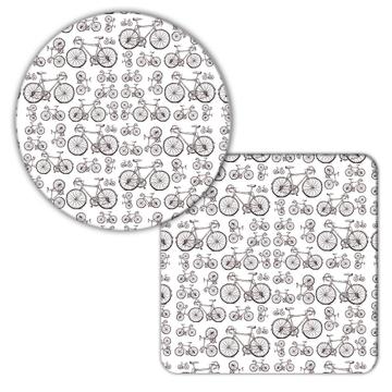 Retro Bicycle Pattern : Gift Coaster Transport Seamless Print Home Fabric Decor Room Wall