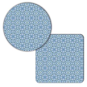 Moroccan Oriental Decor : Gift Coaster Tile Print Flower Quatrefoil Classic Arabic Seamless