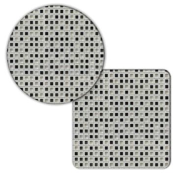 Glass Squares Pattern : Gift Coaster Abstract Tartan Bathroom Toilet Wall Decor Vintage Stone