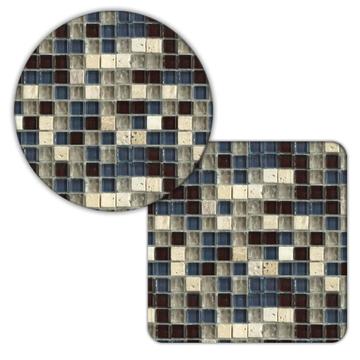 Glass Squares Wall Pattern : Gift Coaster Abstract Construction Vintage Bathroom Decor Pool Stones