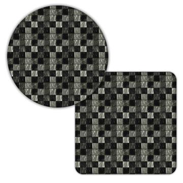 Grey Glass Wall Pattern : Gift Coaster Abstract Squares Vintage Bathroom Decor Pool Stones