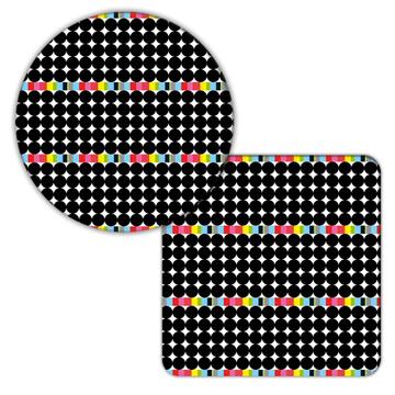 Black Polka Dots Pattern : Gift Coaster Abstract Circles Color Bar Trendy Fashion Decor Teenager
