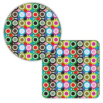 Colorful Donuts Polka Dots : Gift Coaster Abstract Pattern Circles Curtain Disco Party Decor