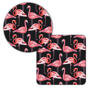 Flamingos : Gift Coaster Pattern Bird Pink Tropical Wall Decor Friendship Coworker