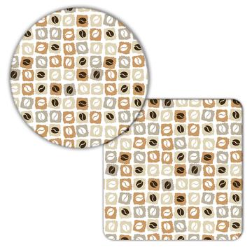 Coffee Beans Squares : Gift Coaster Pattern Lover Latte Kitchen Wall Decor Cup