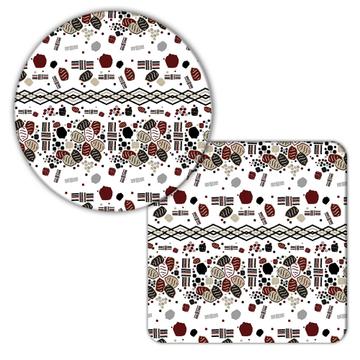 Tribal Pattern African Design : Gift Coaster Seamless Abstract For Wall Decor Stones Art Print
