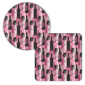 Elegant Wine Pattern : Gift Coaster Pale Pink Girlish Glass Bottle Best Friend Diy Decor
