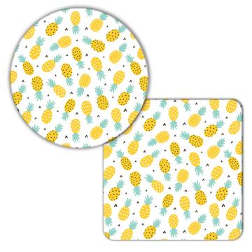 Funny Pineapples : Gift Coaster Seamless Pattern Fruits Kitchen Trends Cute Food Kids