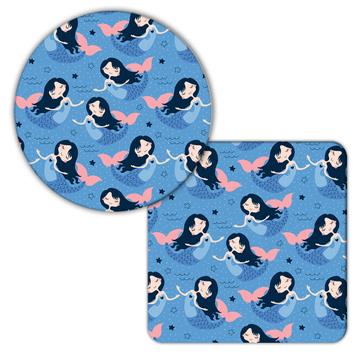 Little Mermaid Polka Dots : Gift Coaster Pattern For Girl Kids Fairytale Cute Sweet Room
