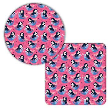 Little Mermaid Polka Dots : Gift Coaster Fairytale Pattern Girlish Cute Princess Room Decor