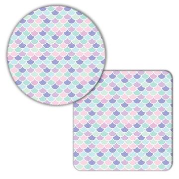 Scales Pattern : Gift Coaster Seamless Little Mermaid Baby Girl Shower Room Wall Decor