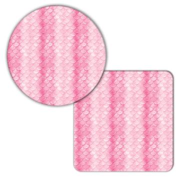 Pink Scales Mermaid : Gift Coaster Little Pattern Baby Shower Girlish Birthday Room Decor