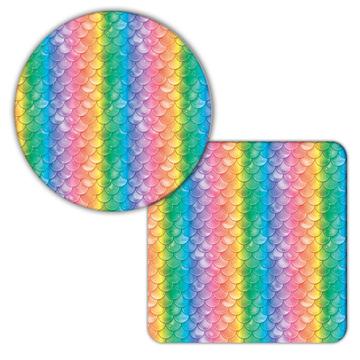 Rainbow Scales Mermaid : Gift Coaster Little Pattern Kids Birthday Colors Room Decor