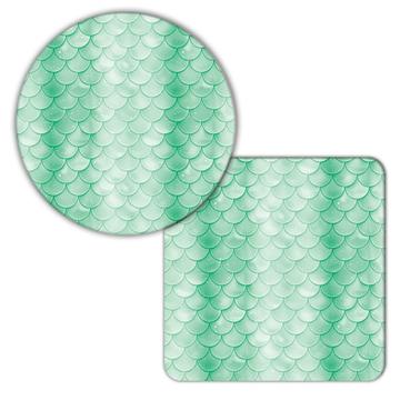 Green Scales Mermaid : Gift Coaster Little Tiffany Color Pattern Baby Child Kid Abstract