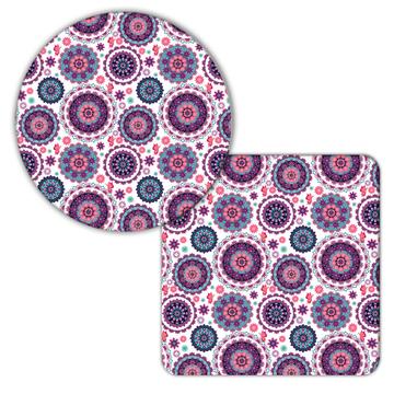Moroccan Mandala Pattern : Gift Coaster Flower Ornament Seamless Feminine Print Art