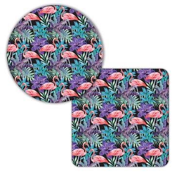 Flamingo Orchids : Gift Coaster Pattern Exotic Print Plants Flowers Fabric Decor Nature