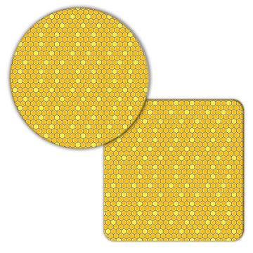 Beehive Yellow : Gift Coaster Home Decor Bee Abstract Pattern Shapes Neutral