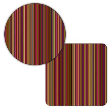 Abstract Stripes Pattern : Gift Coaster Vertical Lines Colorful Art Print For Him Home Decor
