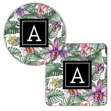 Tropical Flower Leaves : Gift Coaster Orchids Exotic Nature Cloth Pattern Canvas Home Decor