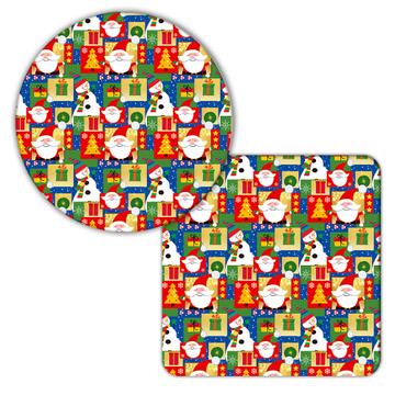 Cute Santa Claus Snowman : Gift Coaster Christmas Pattern For Kids Seasons Greetings