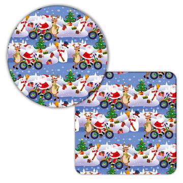 Cute Santa Claus Bicycle : Gift Coaster Christmas Snowman Deer Pattern For Kids Festive