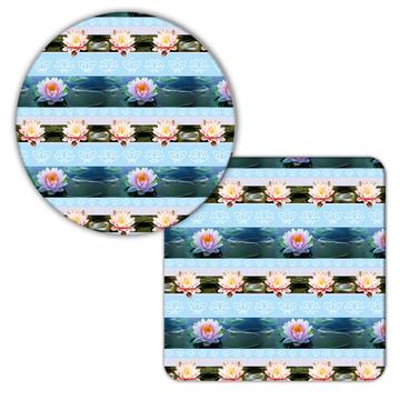 Water Lily Silhouette : Gift Coaster Esoteric Pattern Photo Flowers Lotus India Yoga Decor