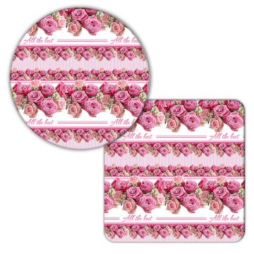 Pink Roses Daisies Pattern : Gift Coaster Seamless Arrangement Sweet Fifteen Sixteen Girl