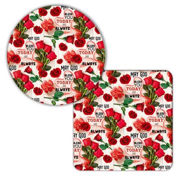 Red Roses Wood Pattern : Gift Coaster Valentines Day For Mother Mom Love Lover Birthday