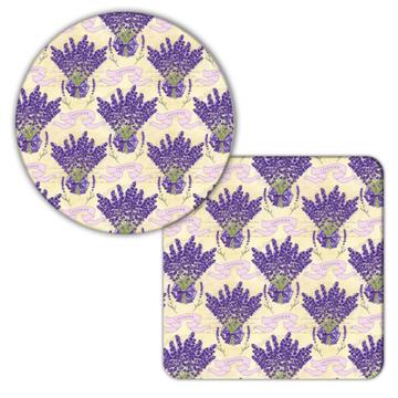 Lavender Bunch Ribbon : Gift Coaster Seamless Pattern French Bathroom Wall Decor Flower