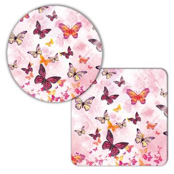 Butterflies Pattern : Gift Coaster Seamless Butterfly For Teen Girl Room Decor Feminine
