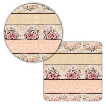 Vintage Roses Damask : Gift Coaster Seamless Pattern Arabesque Home Wall Decor Mother