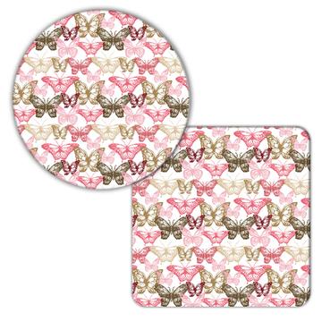 Butterfly Silhouette Pattern : Gift Coaster Seamless Feminine Vintage Fabric Home Decor
