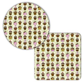 Chocolate Cupcakes Pattern : Gift Coaster Cute Seamless Art Polka Dots Desert Sweet