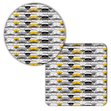 Taxi Pattern : Gift Coaster Seamless Cars Cabs Automobile NYC Retro Garage Wall Decor
