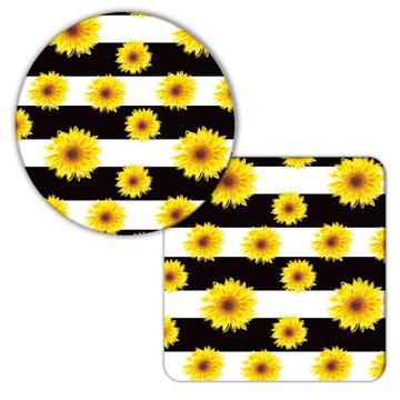 Sunflowers Stripes : Gift Coaster Pattern Floral Gerbera Zebra Abstract Home Decoration