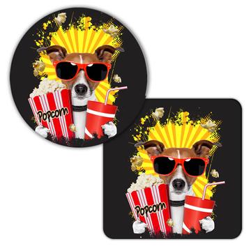 Jack Russell Terrier Cinema : Gift Coaster Cute Dog Pet Animal Popcorn Patchwork Funny