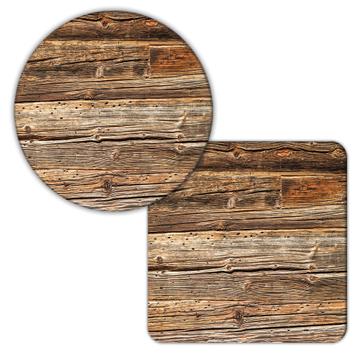 Distressed Woodcut Print : Gift Coaster Wood Knots Tree Seamless Pattern Rustic Planks