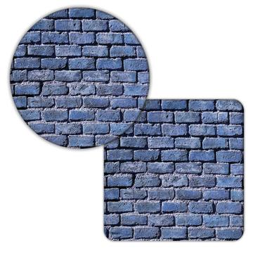 Vintage Blue Brick Wall Print : Gift Coaster Stones Seamless Pattern Scrapbook Craftwork