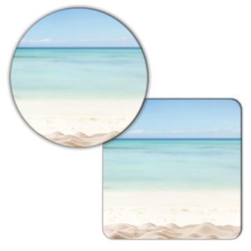 Beach Sand Sea Ocean Photo : Gift Coaster Wallpaper For Home Decor Relax Poster Travel