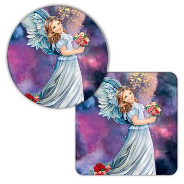 Victorian Angel Flowers : Gift Coaster Vintage Retro Religious Cute