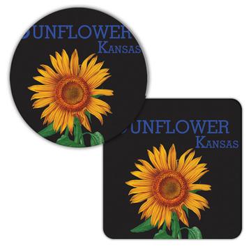 Sunflower Kansas : Gift Coaster Flower Floral Yellow Decor