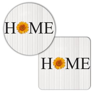 Sunflower Home : Gift Coaster Flower Floral Yellow Decor For Her Feminine Woman Women